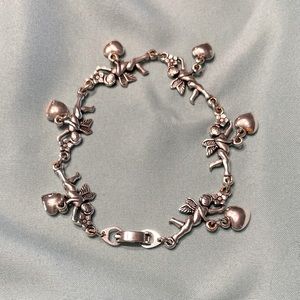 Sweet angel with hearts bracelet. Silver-plated.